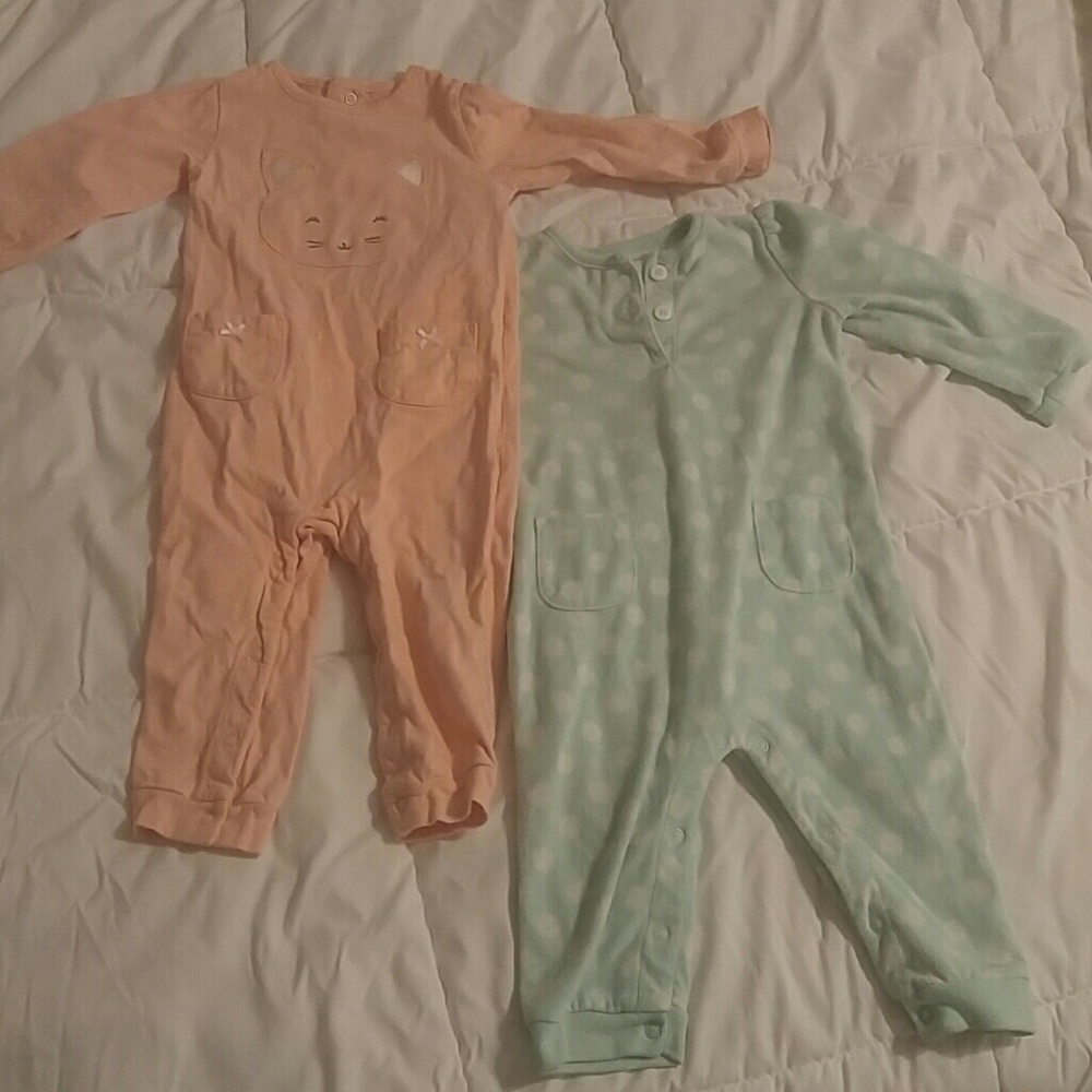 Girls sleeper pajama lot of 2 kitty and mouse